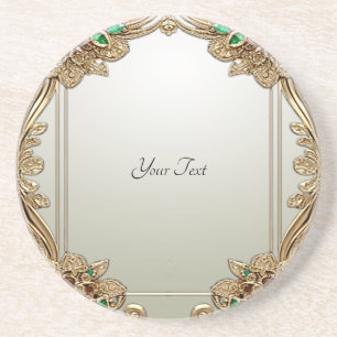 Eleganter Gold Verziert Sandstone Untersetzer