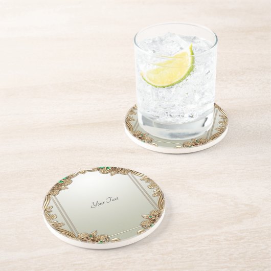 Eleganter Gold Verziert Sandstone Untersetzer (Seite)