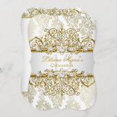 Eleganter Gold Vintager Glamour Quinceanera 2 Einladung (Vorne/Hinten)