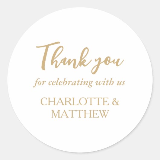 Eleganter Gold Wedding Classic Round Sticker (Vorderseite)