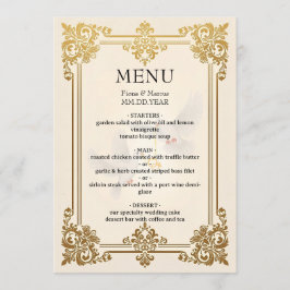 Eleganter Gold Wedding Menu Card Luxus Empfang Menükarte