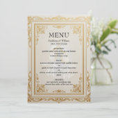 Eleganter Gold Wedding Menu Card Luxus Empfang Menükarte (Stehend Vorderseite)