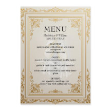 Eleganter Gold Wedding Menu Card Luxus Empfang