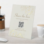 Eleganter Gold Wedding QR Code Sockelschild (In SItu)