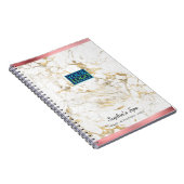 Eleganter Gold/Weiß Marmor, Rose Gold Bars Bus.Nam Notizblock (Rechte Seite)