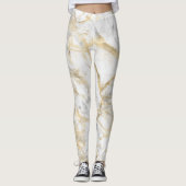 Eleganter Gold Weißer grauer Marmor Leggings (Vorderseite)