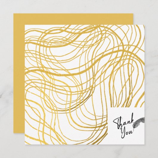 Eleganter Gold Weißer und Schwarzer Text Dankeskarte (Vorne/Hinten)