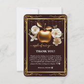 Eleganter Goldapfel mit unserer Eye Baby Dusche Dankeskarte (Vorderseite)