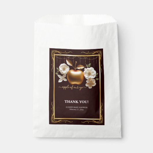 Eleganter Goldapfel mit unserer Eye Baby Dusche Geschenktütchen (Vorderseite)