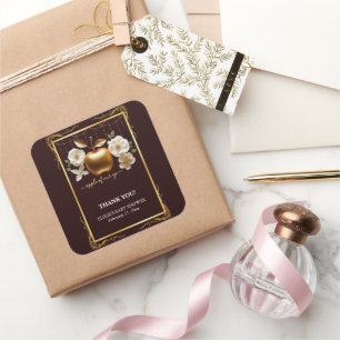 Eleganter Goldapfel mit unserer Eye Baby Dusche Quadratischer Aufkleber