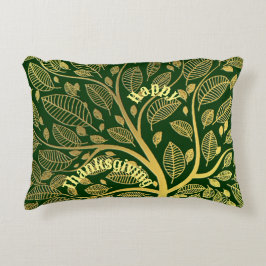 Eleganter Goldbaum des Lebens Grün glückliches Dan Dekokissen