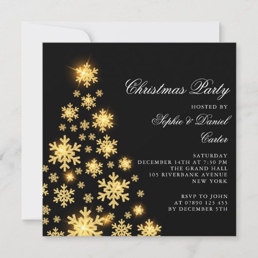 Eleganter Goldbaum Einladung (Vorderseite)