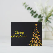 Eleganter Goldbaum Frohe Weihnachten auf schwarz Postkarte (Stehend Vorderseite)