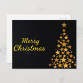 Eleganter Goldbaum Frohe Weihnachten auf schwarz Postkarte (Vorne/Hinten)