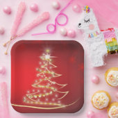 Eleganter Goldbaum über Rot Pappteller (Party)