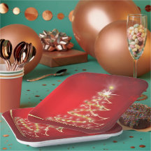 Eleganter Goldbaum über Rot