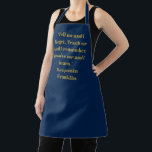 Eleganter goldblauer individuelle Name Zitat Schürze<br><div class="desc">Elegante minimalistische moderne Imitate Gold und Marineblau individuelle Name Textsatz Zitat Schürze. Geeignet für Köche,  Koch,  Keramik,  Keramiken,  Handwerk,  Arbeit,  Küche,  Backen,  Grillen,  Grill,  sowie Geschäfte und Geschäfte etc.</div>