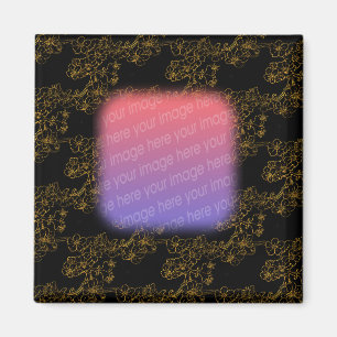 Eleganter GoldBlumen-Entwurfs-Foto-Magnet Magnet