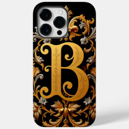 Eleganter Goldbrief B mit floralen Dekorationen Case-Mate iPhone 14 Pro Max Hülle