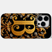 Eleganter Goldbrief B mit floralen Dekorationen Case-Mate iPhone Hülle (Rückseite (Horizontal))