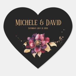 Eleganter Goldburgund Herz-Aufkleber