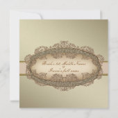 Eleganter Golddamast Hochzeitsfeiern Einladung (Rückseite)