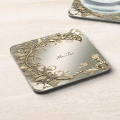 Eleganter, golddekorativer harter Kunststoff-Unter Getränkeuntersetzer (Linke Seite)