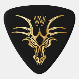 Eleganter Golddrachenkopf Mit Monogramm Plektrum