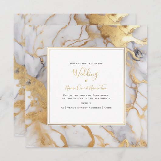 Eleganter Goldeffekt aus Marmor, Einladung zur Hoc (Vorne/Hinten)