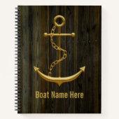 Eleganter Golden Anchor Rustic Dock Wood Modern Notizblock (Vorderseite)