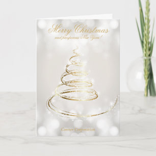 Eleganter Golden and White Bokeh Company Holiday Karte