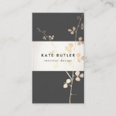 Eleganter Golden Black Branch Interieur Designer Visitenkarte (Vorderseite)