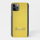 Eleganter Golden Brushed Metal Monogram Name Case-Mate iPhone Hülle (Rückseite)