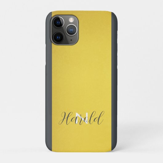Eleganter Golden Brushed Metal Monogram Name Case-Mate iPhone Hülle (Rückseite)