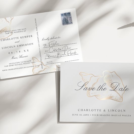 Eleganter Golden Conch Wedding Save the Date Ankündigungspostkarte