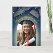 Eleganter Golden Confetti Abschluss mit Foto Arch Karte (Vorderseite)