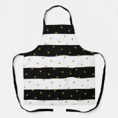 Eleganter Golden Confetti auf schwarz-weiß gestrei Schürze (Vorderseite)