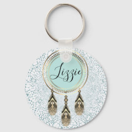 Eleganter Golden Dreamcatcher Abstrakt Personalisi Schlüsselanhänger