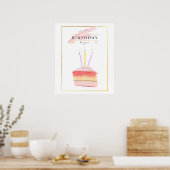 Eleganter Golden Frame Geburtstagskuchen Slice Poster (Küche)