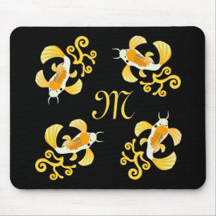 Eleganter Golden Koi Butterfly Fisch Mousepad