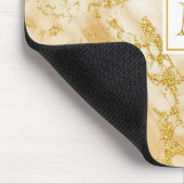 Eleganter Golden Marble Monogram Imitate Gold Glit Mousepad (Ecke)