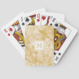 Eleganter Golden Marble Monogram Imitate Gold Glit Spielkarten