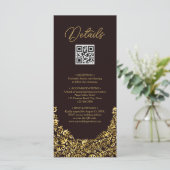 Eleganter Golden Maroon QR Code Hochzeitdetails Karte (Stehend Vorderseite)