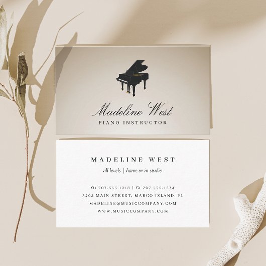 Eleganter Golden Piano Lehrer für Musik Visitenkarte
