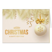 Eleganter Golden Ribbon Snowflake Bulb Familienurl (Vorderseite (Horizontal))