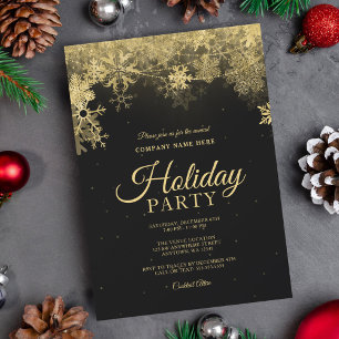 Eleganter Golden Snowflake Corporate Holiday Einladung