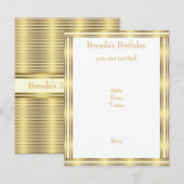 Eleganter Golden & White Strip Horizontal Einladung (Vorne/Hinten)