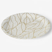 Eleganter Goldene Blattspass Pappteller (Schrägansicht)