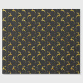 Eleganter Goldene Rentier Schwarzer Weihnachtsfeie Geschenkpapier (Flach)