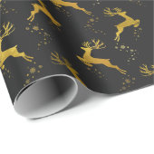 Eleganter Goldene Rentier Schwarzer Weihnachtsfeie Geschenkpapier (Rolleneckpunkt)